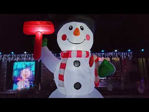 10-foot snowman inflatable: GOOSH tall snowman inflatable with Merry Christmas sign shown during my hands-on review
