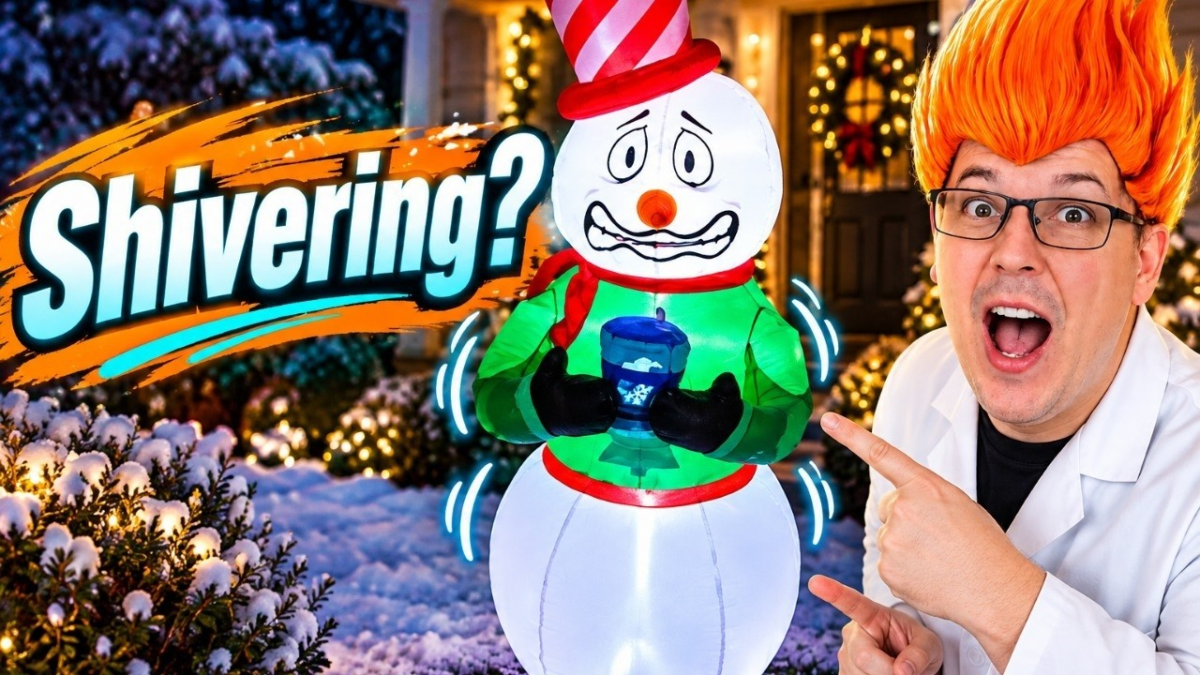animated snowman inflatable: Elegear 6ft Animated Shivering Snowman Inflatable shown in my hands-on review