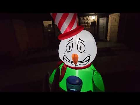 animated snowman inflatable: Elegear 6ft Animated Shivering Snowman Inflatable shown during my hands-on review