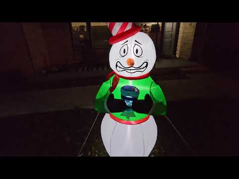 animated snowman inflatable: Elegear 6ft Animated Shivering Snowman Inflatable shown during my hands-on review