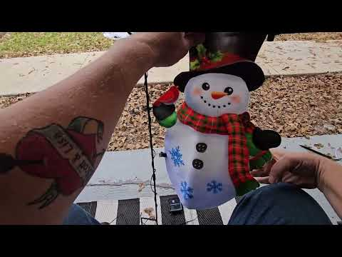 lighted snowman garden flag: amadecohome Lighted Christmas Garden Flag, Snowman Multicolor shown during my hands-on review