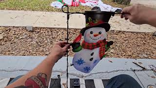 lighted snowman garden flag: amadecohome Lighted Christmas Garden Flag, Snowman Multicolor shown during my hands-on review