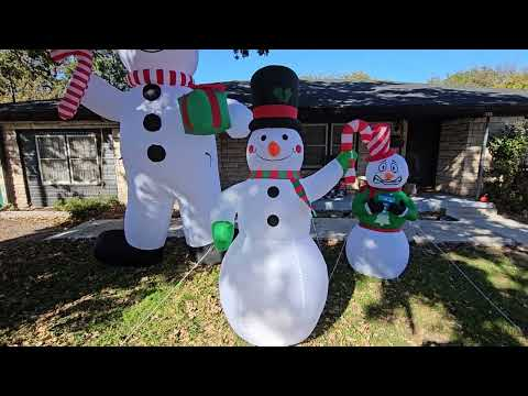 musical inflatable snowman: LOMOHOO 7 ft inflatable musical snowman with swirling LED lighting shown during my hands-on review